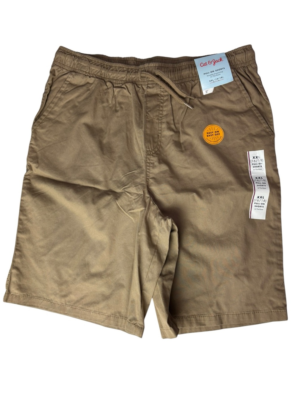Cat & Jack pull-on khaki shorts elastic waistband drawstring size XXL 14-16